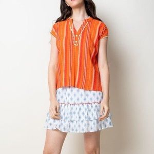 NWT THML Orange Embroidered Top